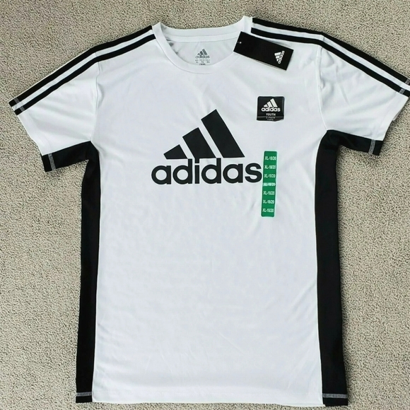 ADIDAS 2-pack Youth Active Tee Athletic Sport T-Shirt Gray & White - Picture 3 of 3